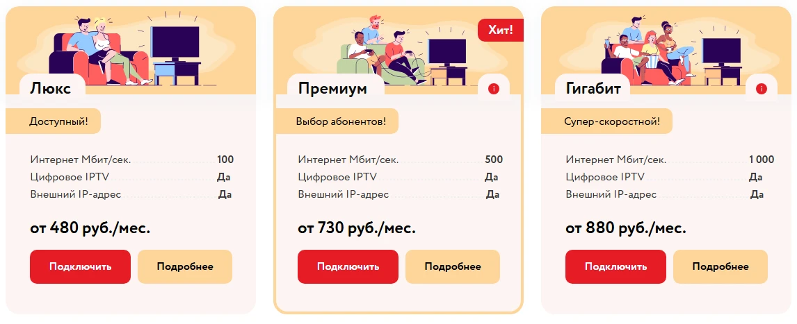 PIN, примеры тарифов на фиксированный интернет