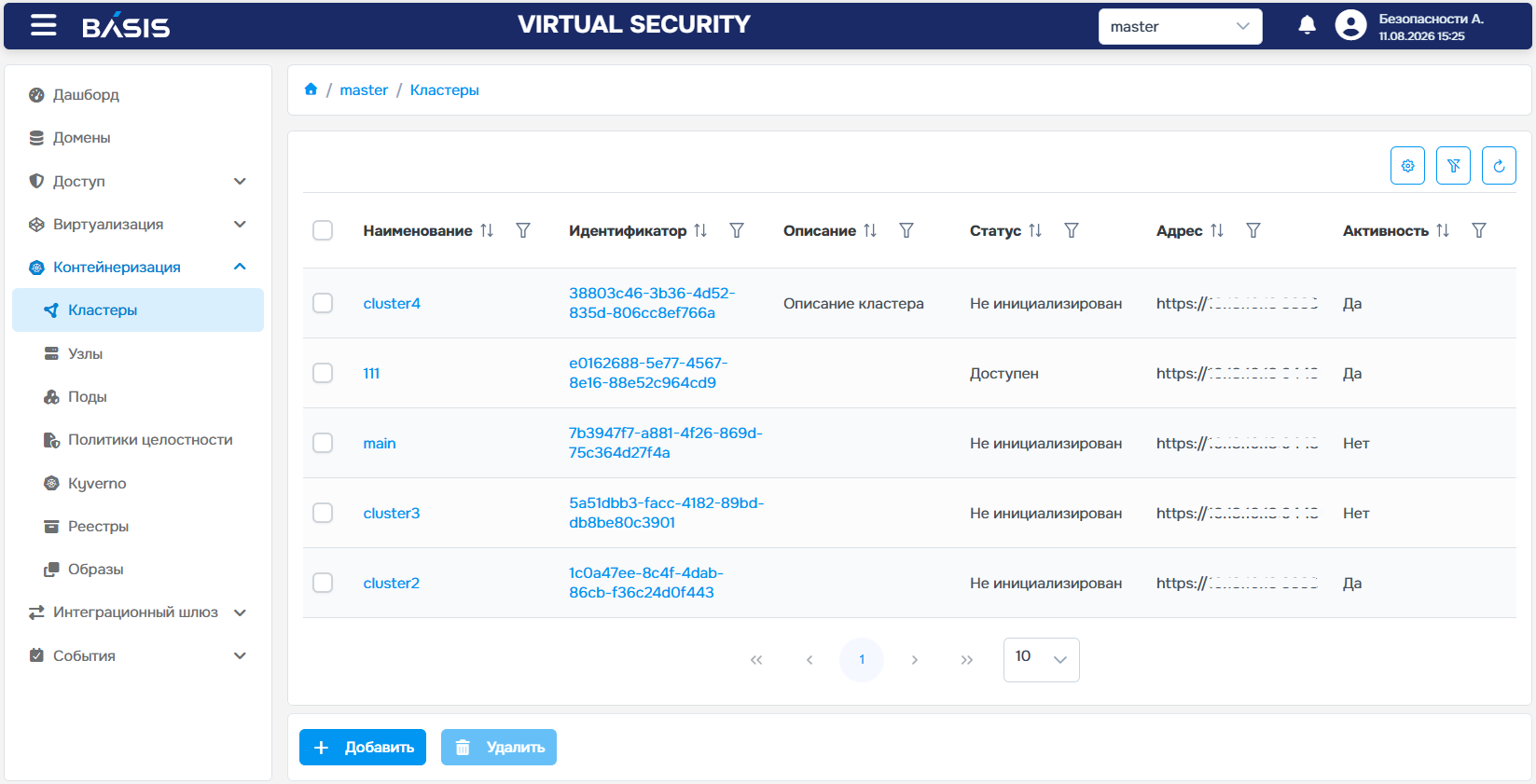 Кластеры k8s в Basis Virtual Security Кластеры k8s в Basis Virtual Security