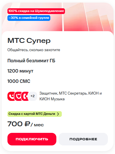 Краткое описание тарифа &laquo;МТС Супер&raquo;