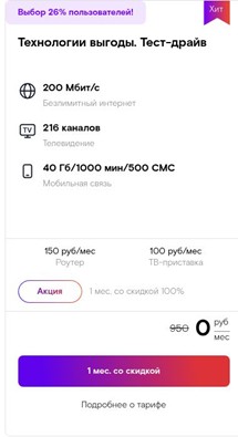 Краткое описание тарифа «Технологии выгоды. Тест-драйв» Краткое описание тарифа «Технологии выгоды. Тест-драйв»
